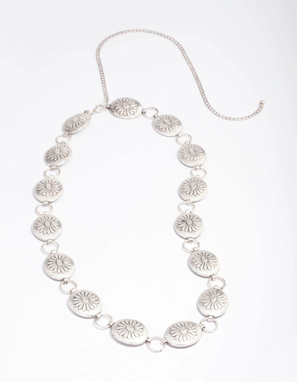 Silver Boho Flower Open Circle Belt - Image 2