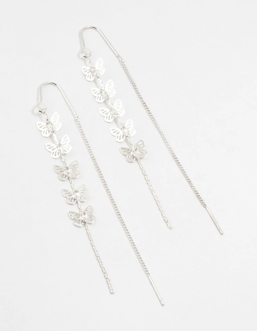 Silver Butterfly Cubic Zirconia Drop Earrings