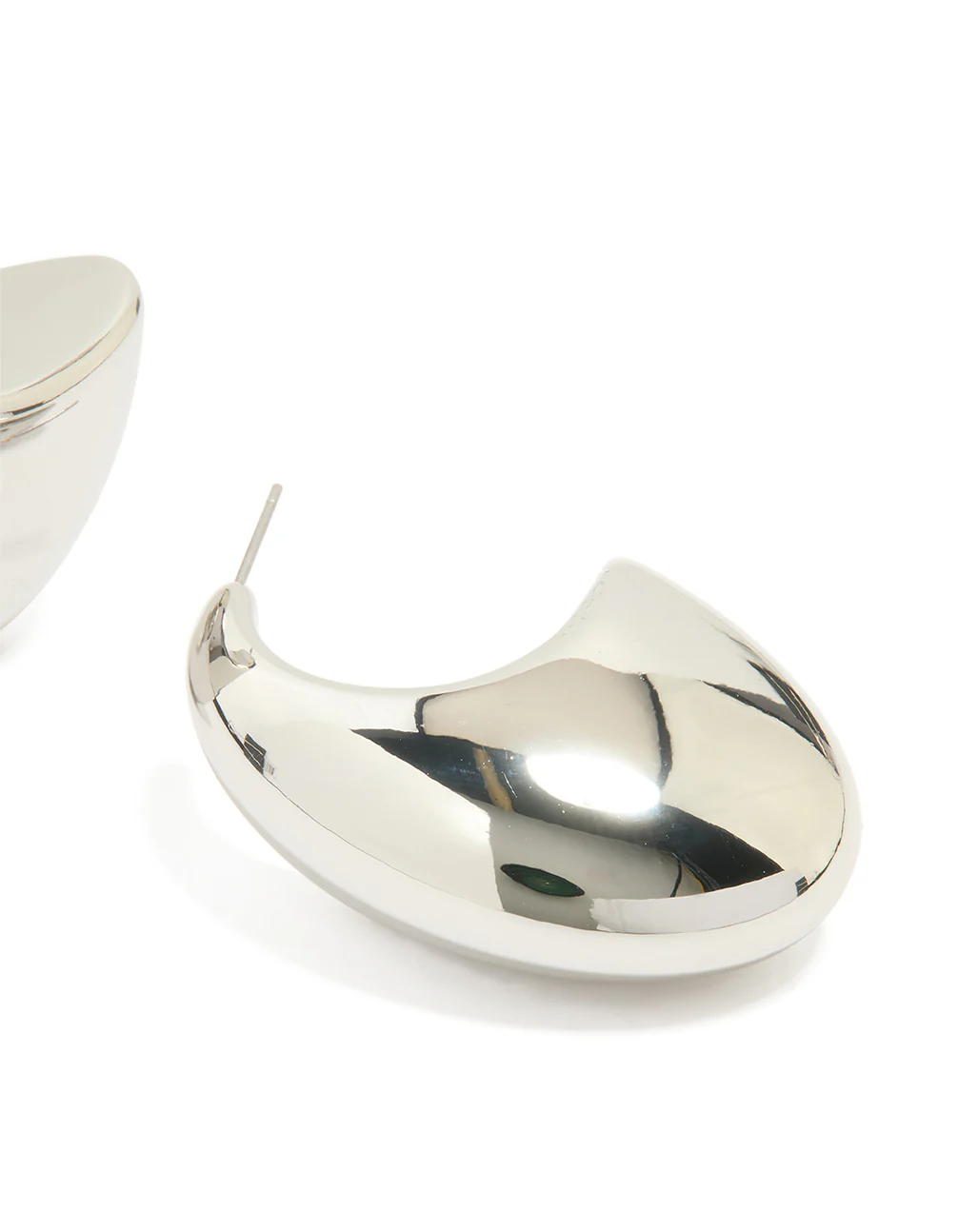 Silver Chunky Thick Hoop Earrings - Image 3