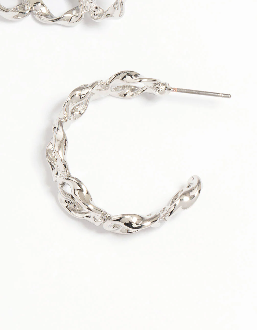 Silver Circle Twist Hoop Earrings - Image 5