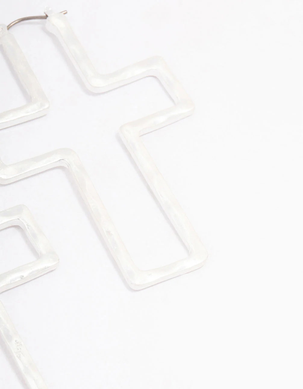 Silver Cross Outline Hoop Earrings - Image 3