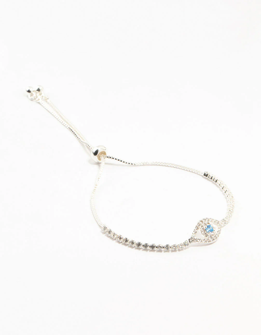 Silver Plated Brass Crystal Large Evil Eye Bracelet