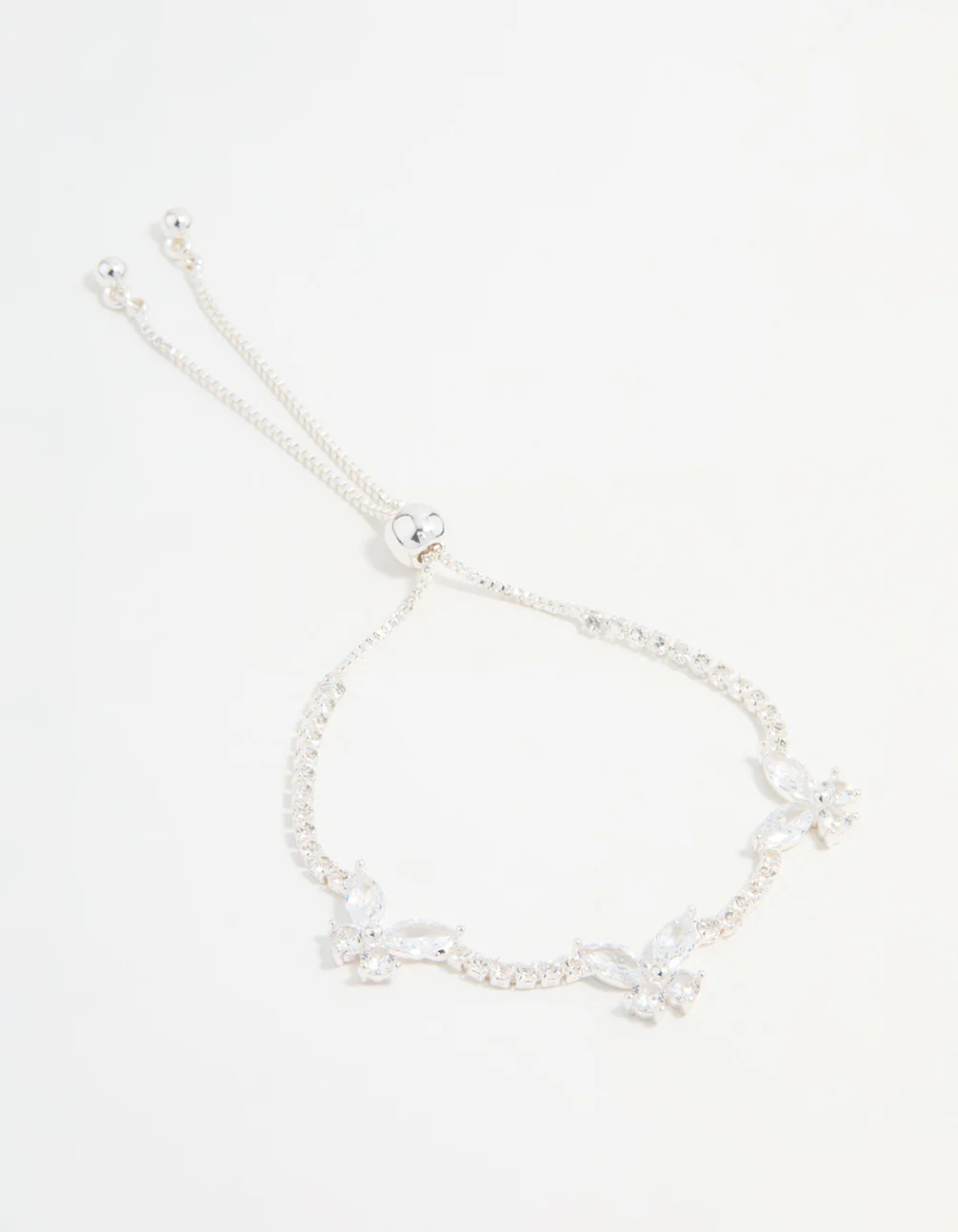 Silver Cubic Zirconia Butterfly Bracelet