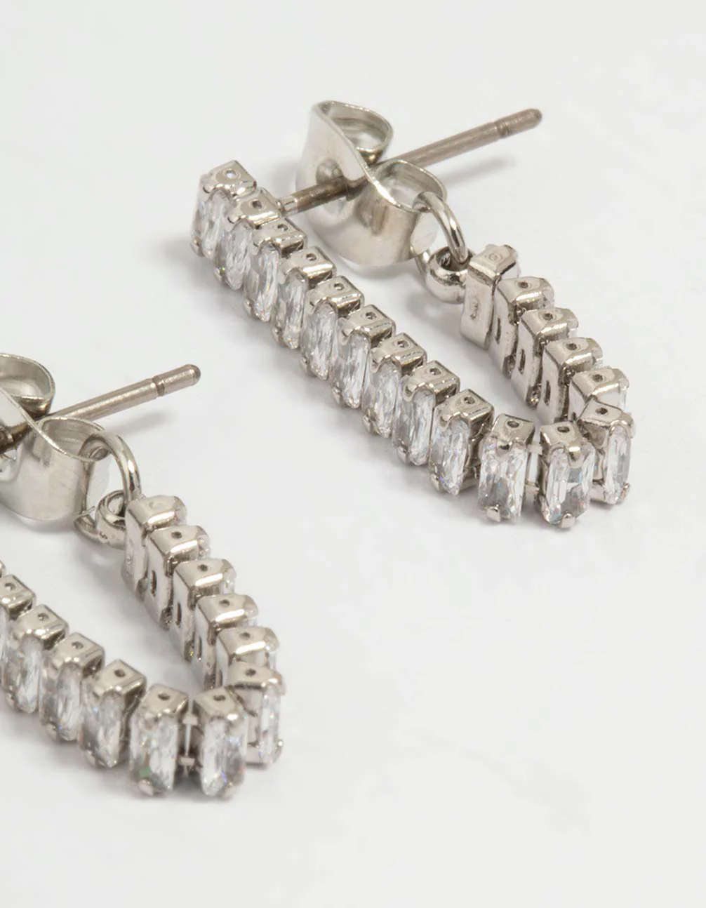 Silver Cubic Zirconia Chain & Sleek Stud Earrings 3-Pack - Image 5