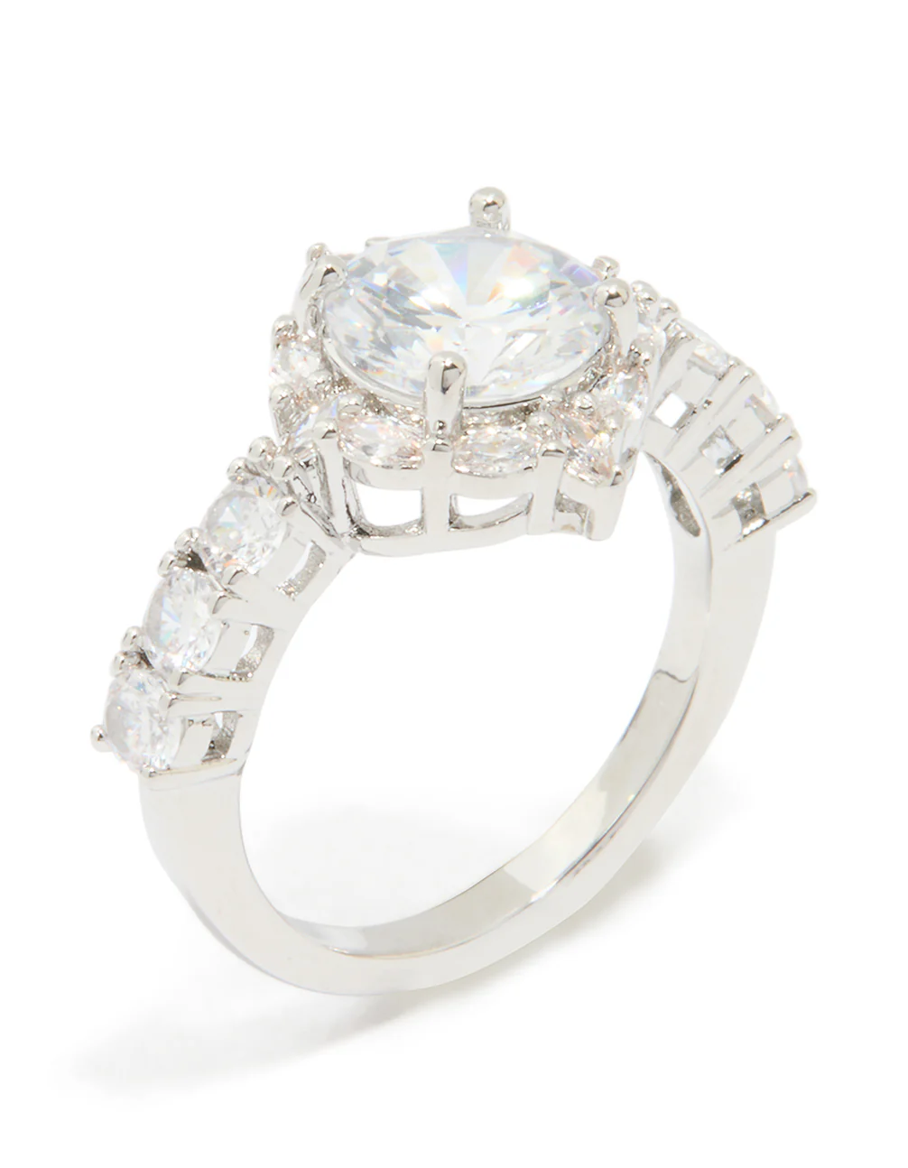 Silver Cubic Zirconia Circle Thin Ring - Image 2