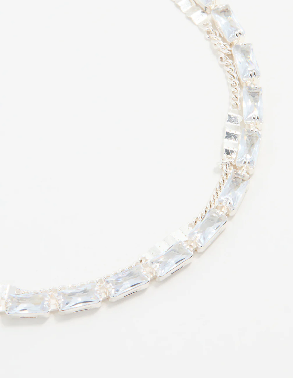 Silver Cubic Zirconia Diamante & Chain Bracelet - Image 2