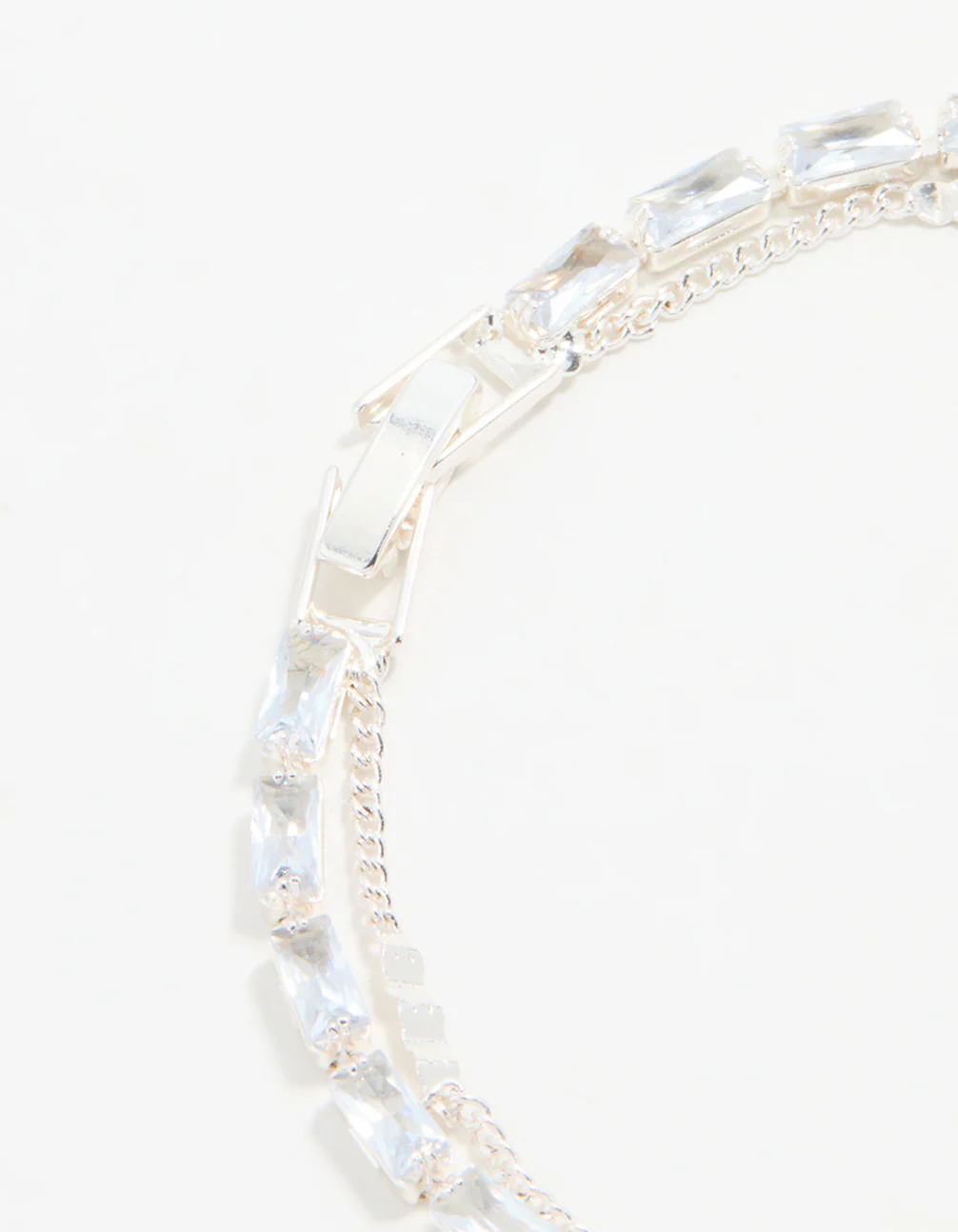 Silver Cubic Zirconia Diamante & Chain Bracelet - Image 3