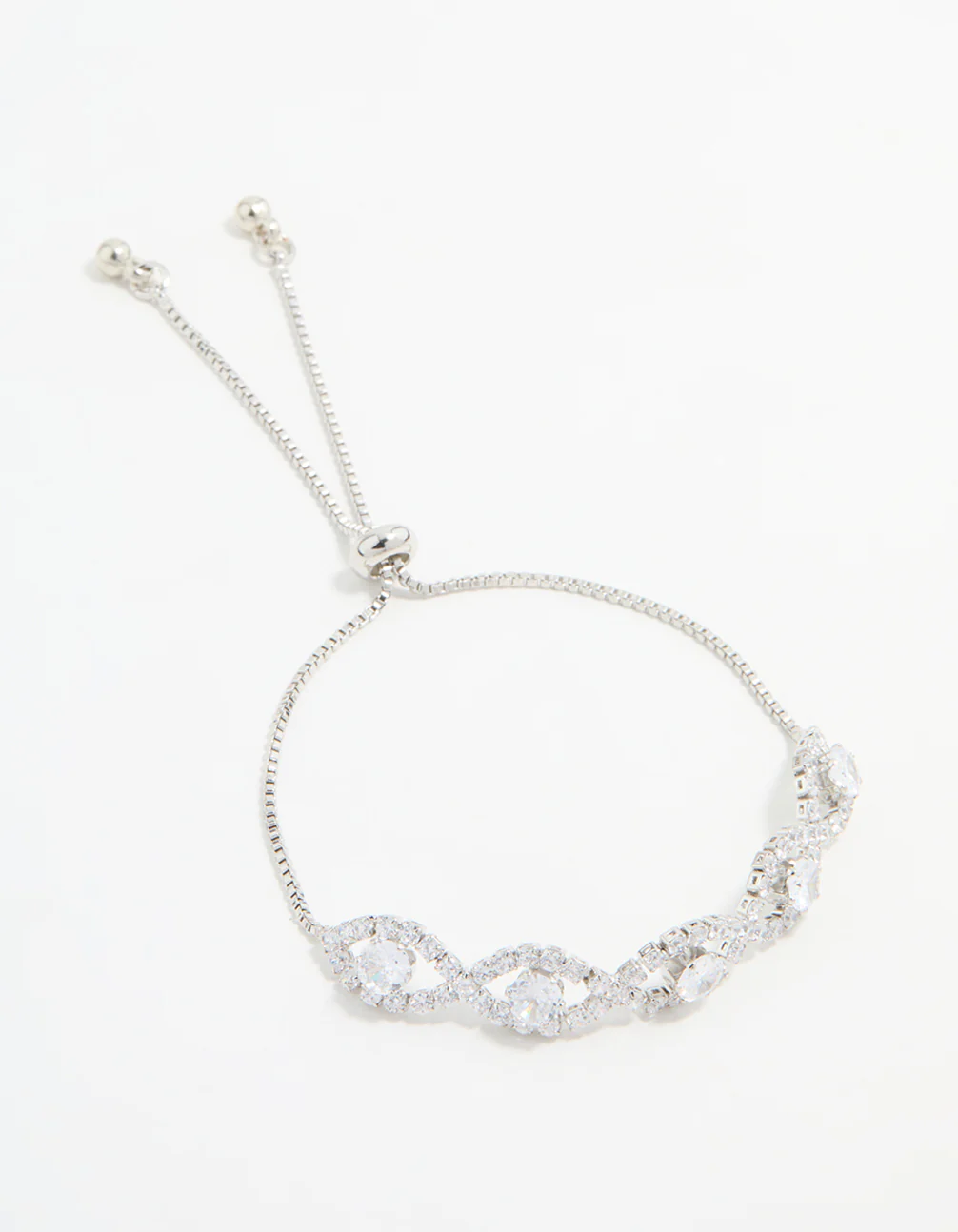 Silver Cubic Zirconia Evil Eye Toggle Bracelet