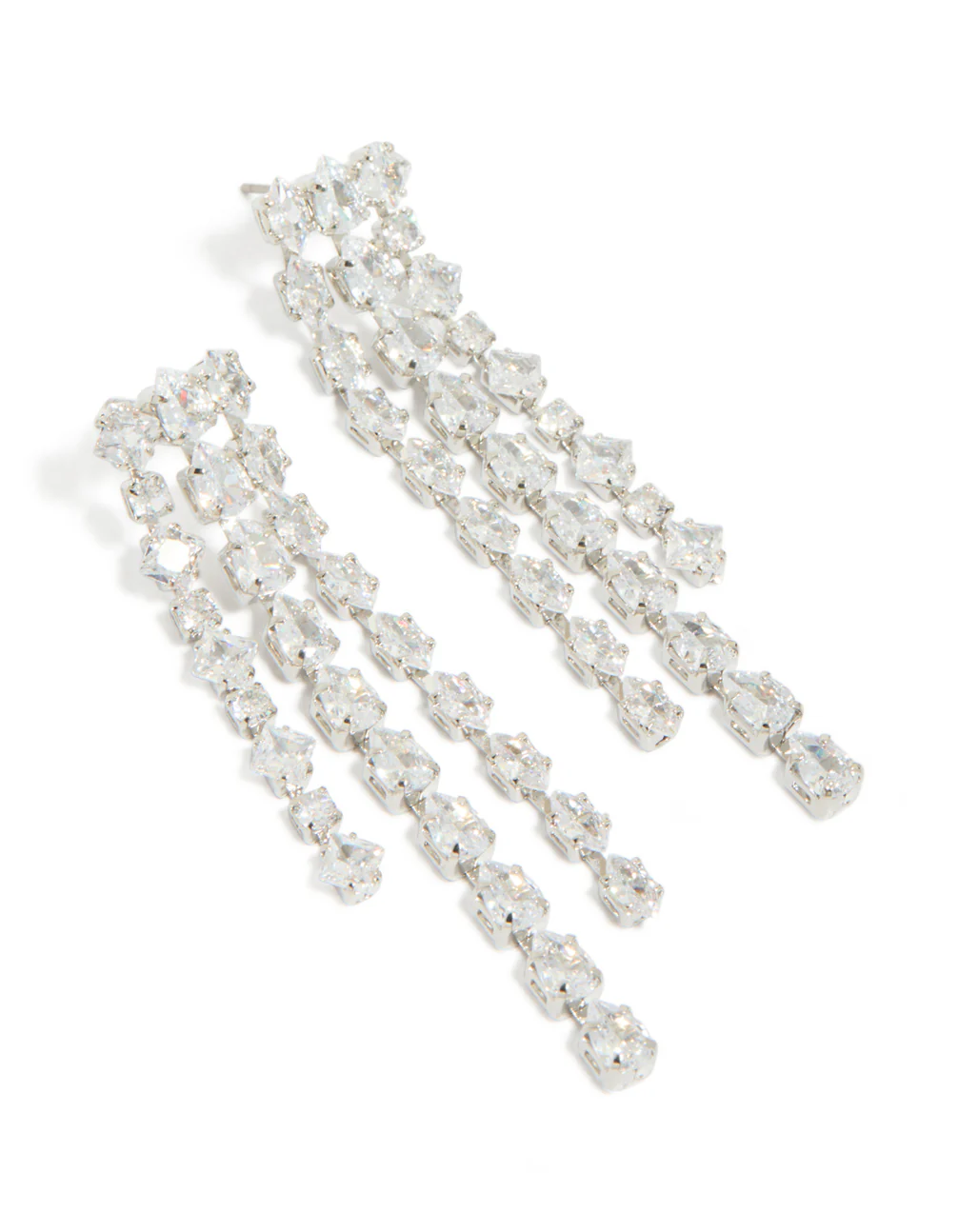 Silver Cubic Zirconia Multi Drop Earrings - Image 2
