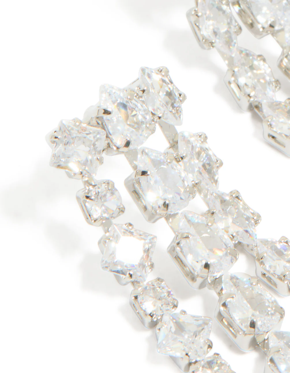 Silver Cubic Zirconia Multi Drop Earrings - Image 4