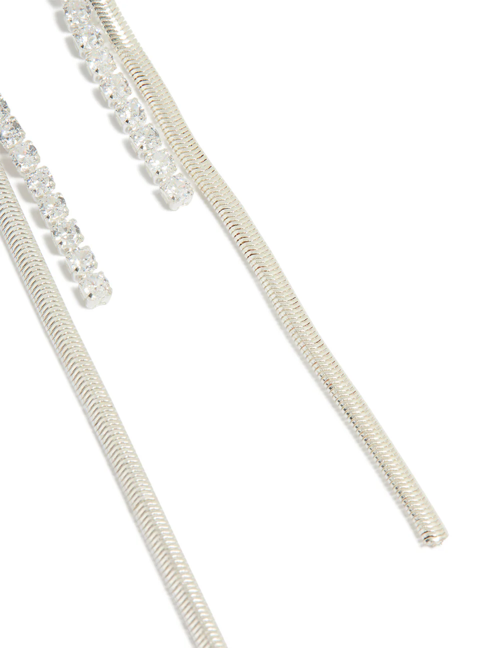 Silver Cubic Zirconia Snake Chain Drop Earrings - Image 3