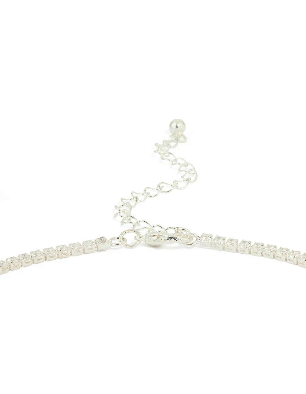 Silver Cubic Zirconia Square Drop Y-Necklace - Image 3