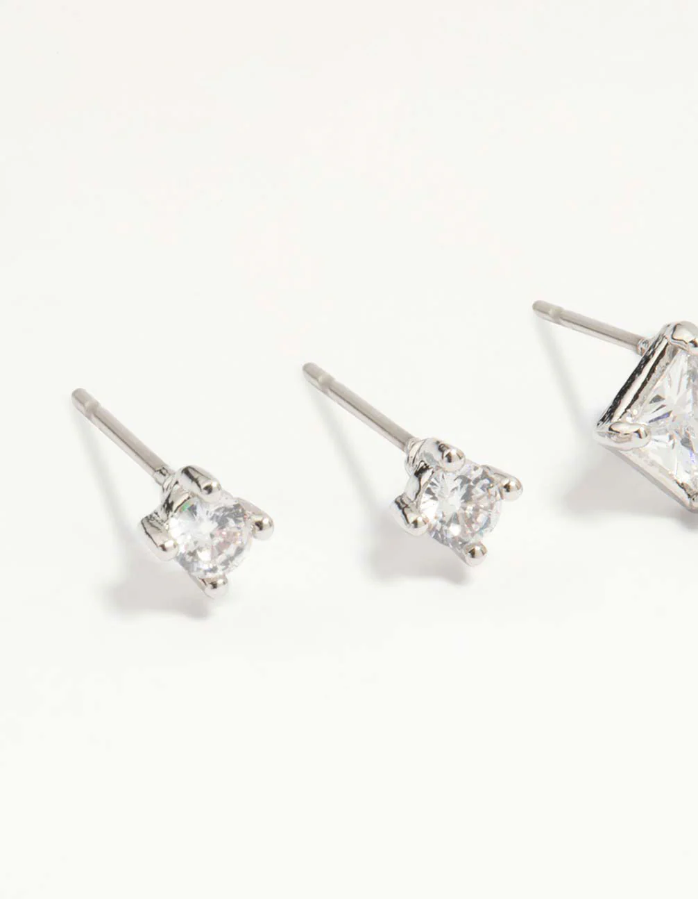 Silver Cubic Zirconia Stud & Drop Earrings 3-Pack - Image 4