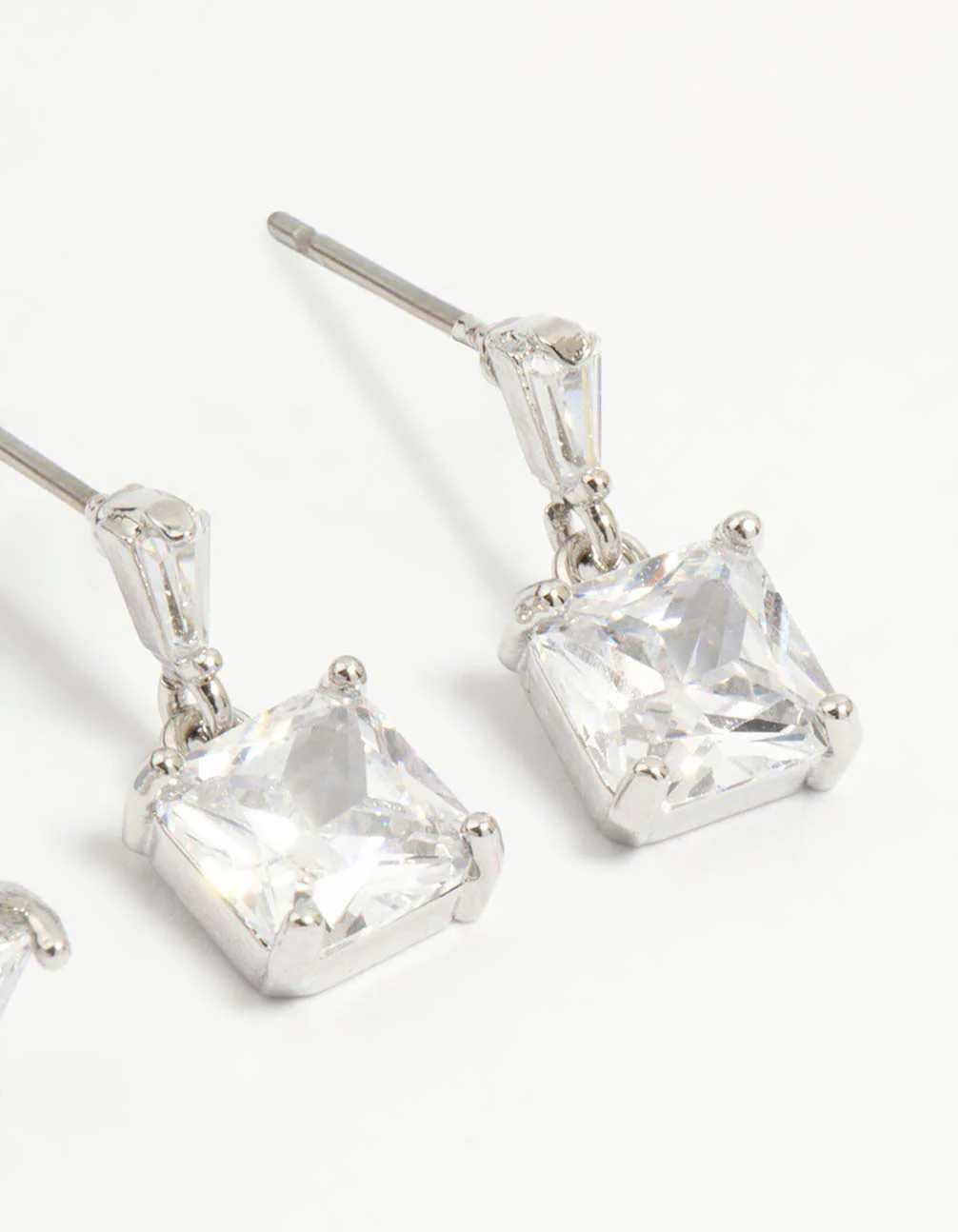 Silver Cubic Zirconia Stud & Drop Earrings 3-Pack - Image 5