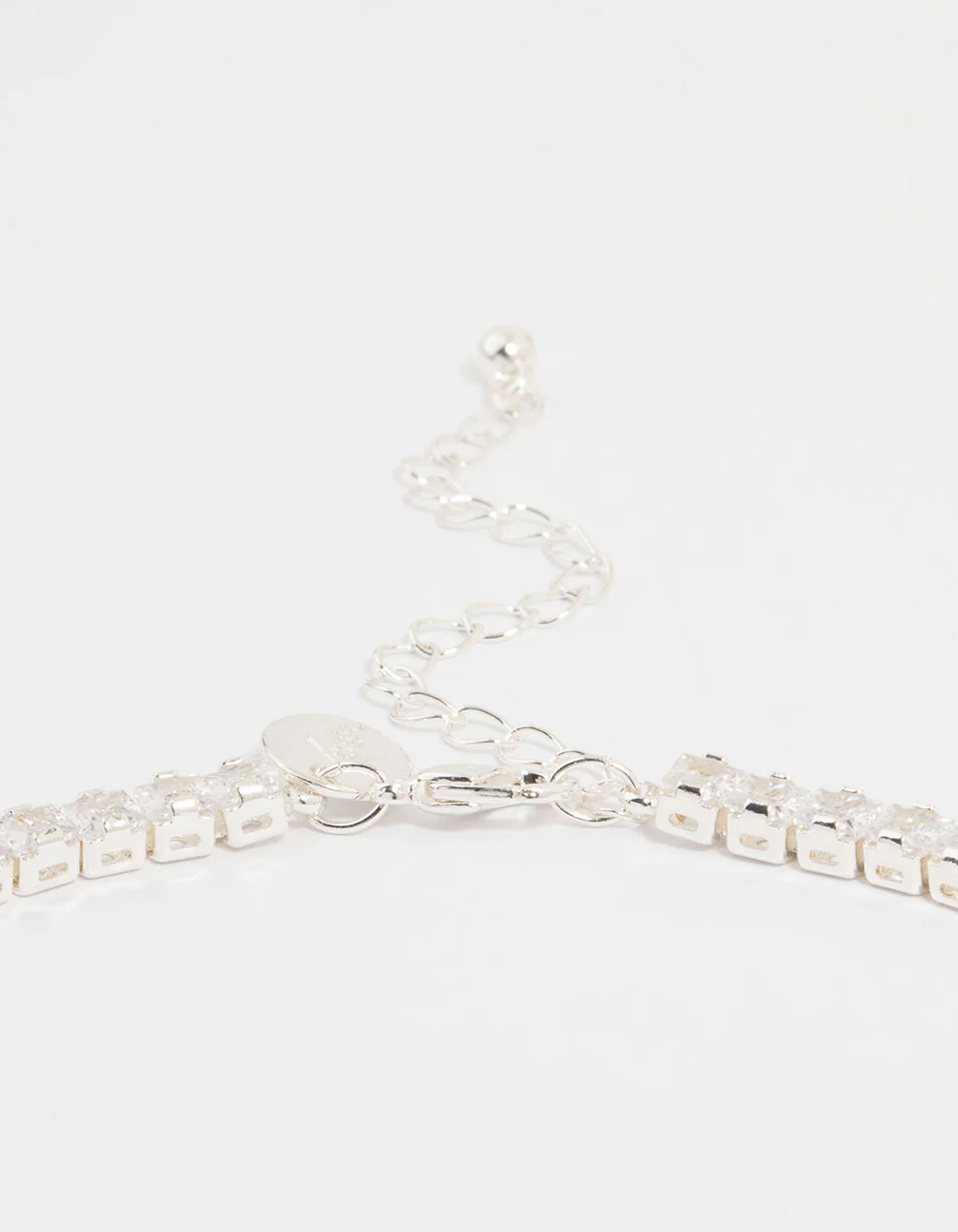 Silver Cubic Zirconia Thick V Necklace & Earrings Set - Image 3