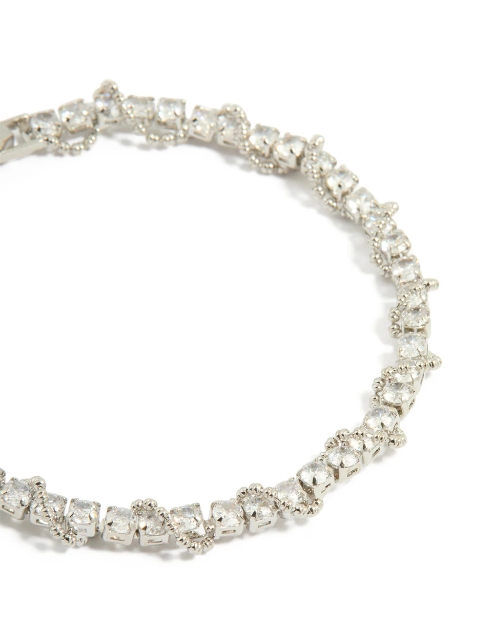 Silver Cubic Zirconia Twine Tennis Bracelet - Image 2