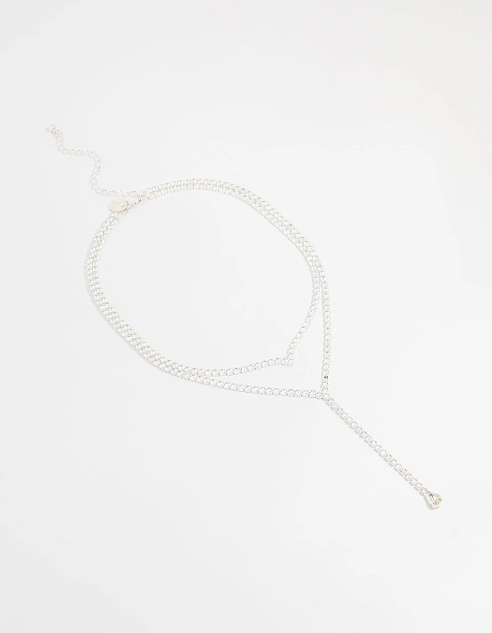 Silver Cubic Zirconia V Necklace - Image 2