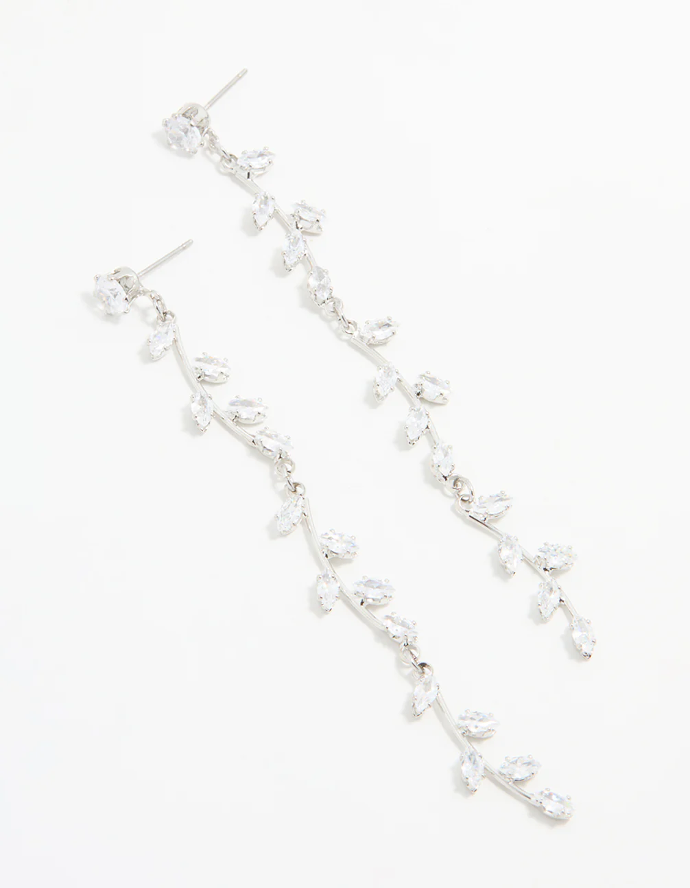 Silver Cubic Zirconia Vine Drop Earrings