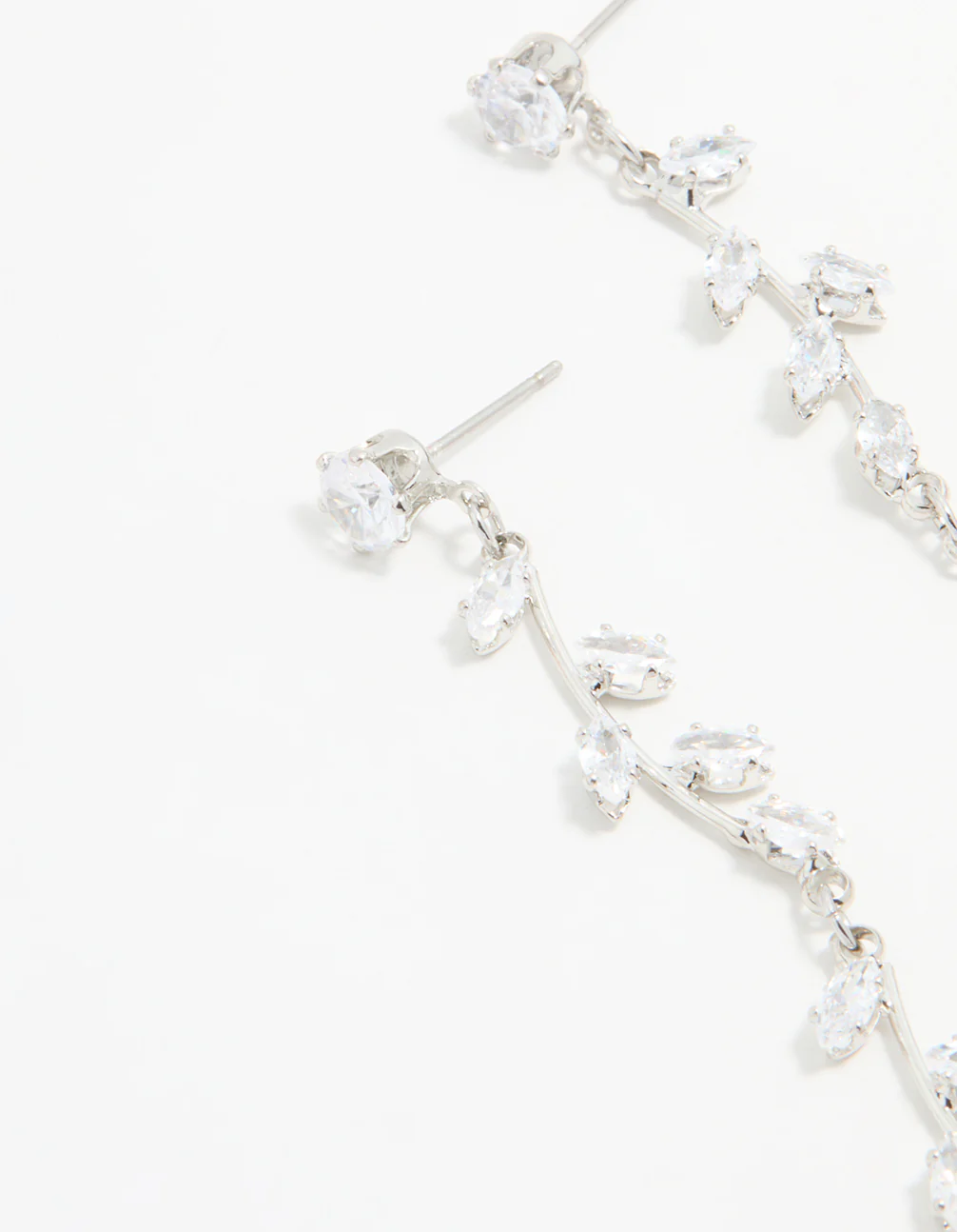 Silver Cubic Zirconia Vine Drop Earrings - Image 4