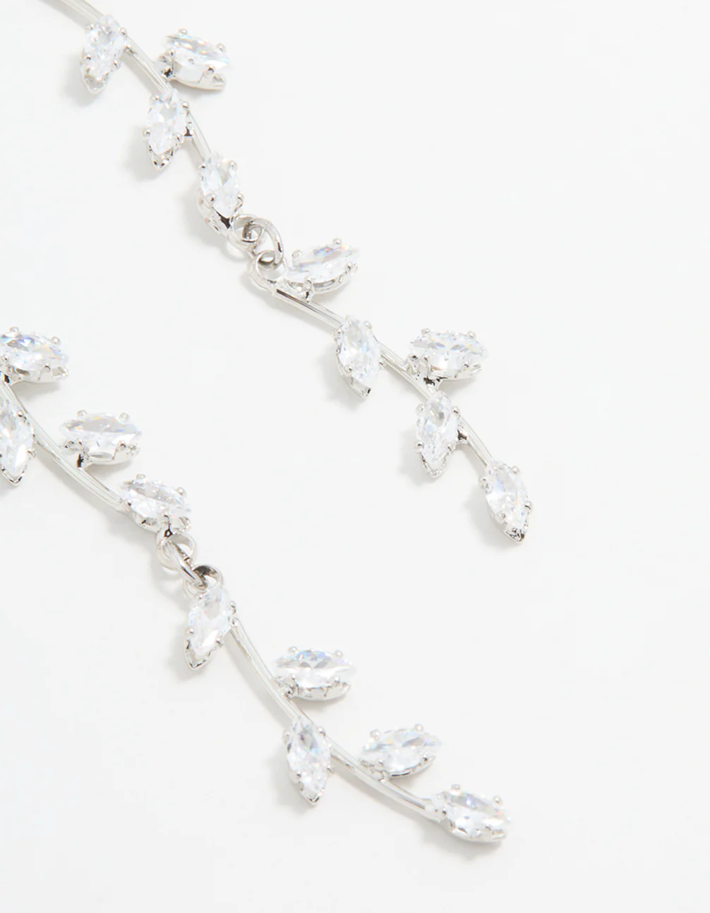 Silver Cubic Zirconia Vine Drop Earrings - Image 5