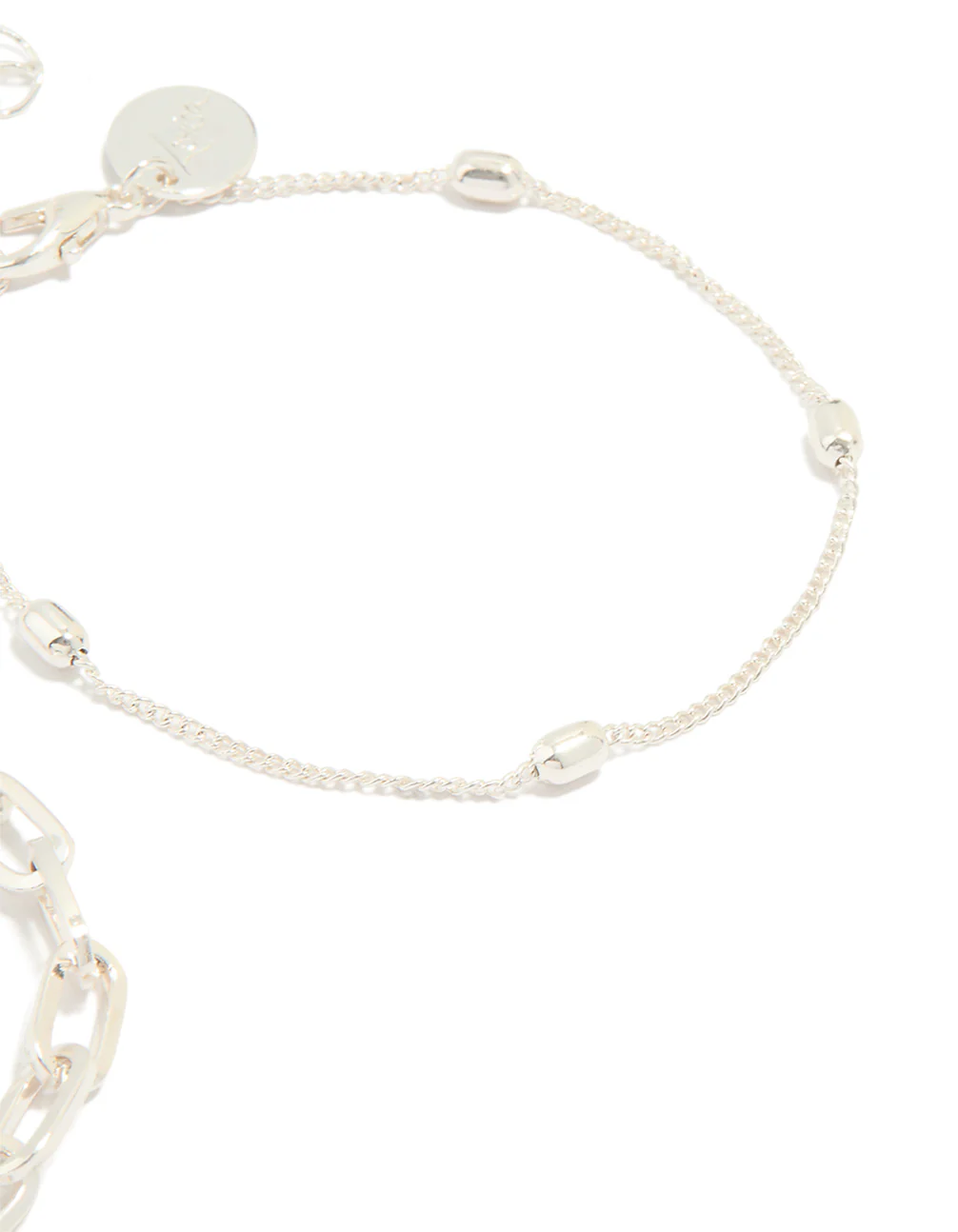 Silver Diamante & Ball Chain Bracelets 2-Pack - Image 3