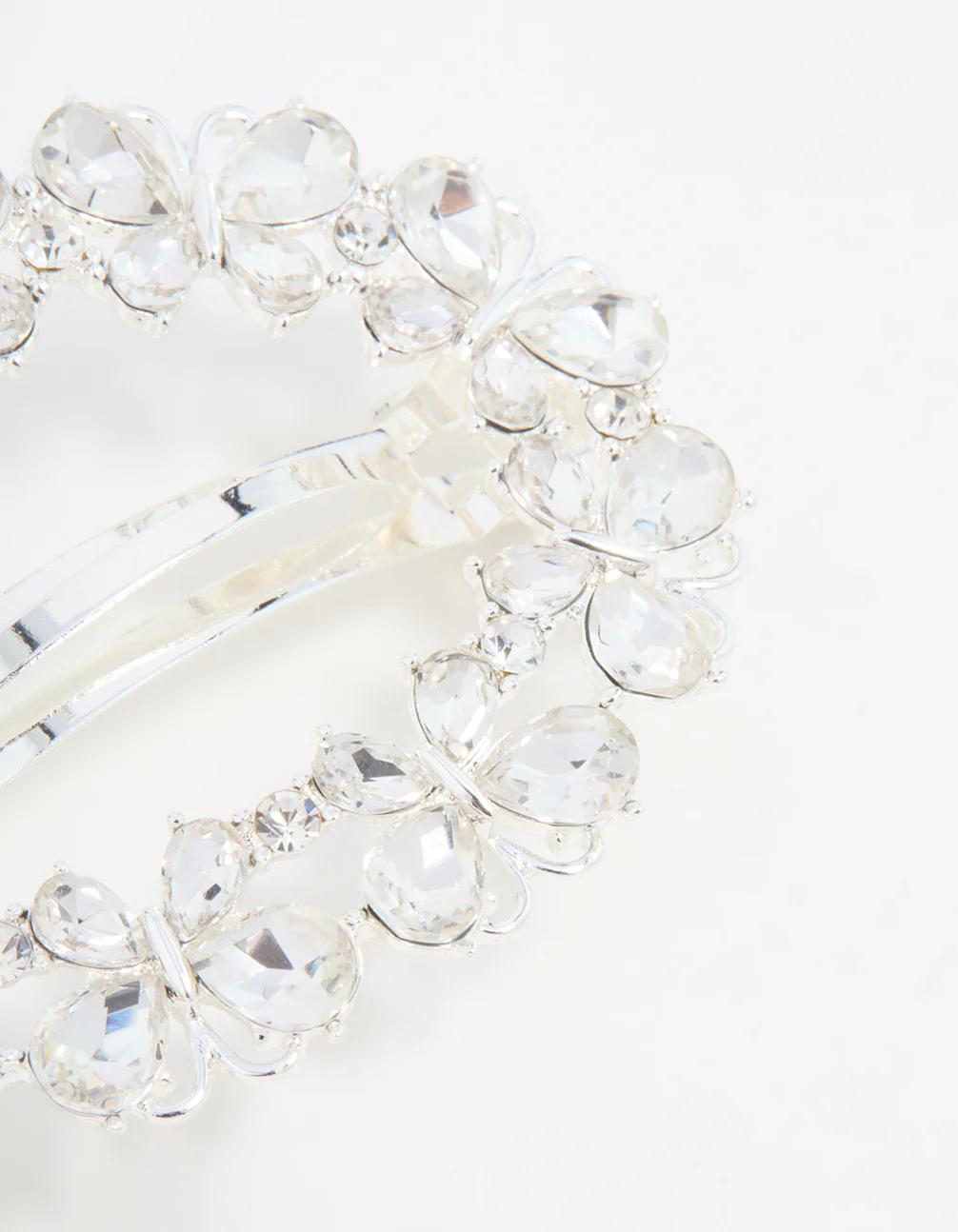 Silver Diamante Butterfly Wreath Hair Clip - Image 2