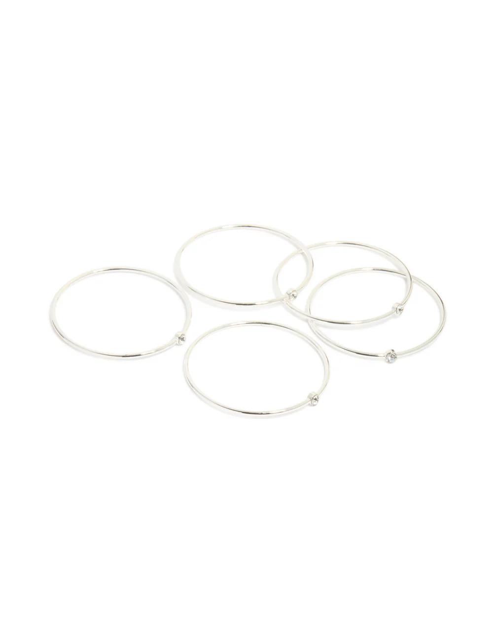 Silver Diamante Centre Bangles 5-Pack