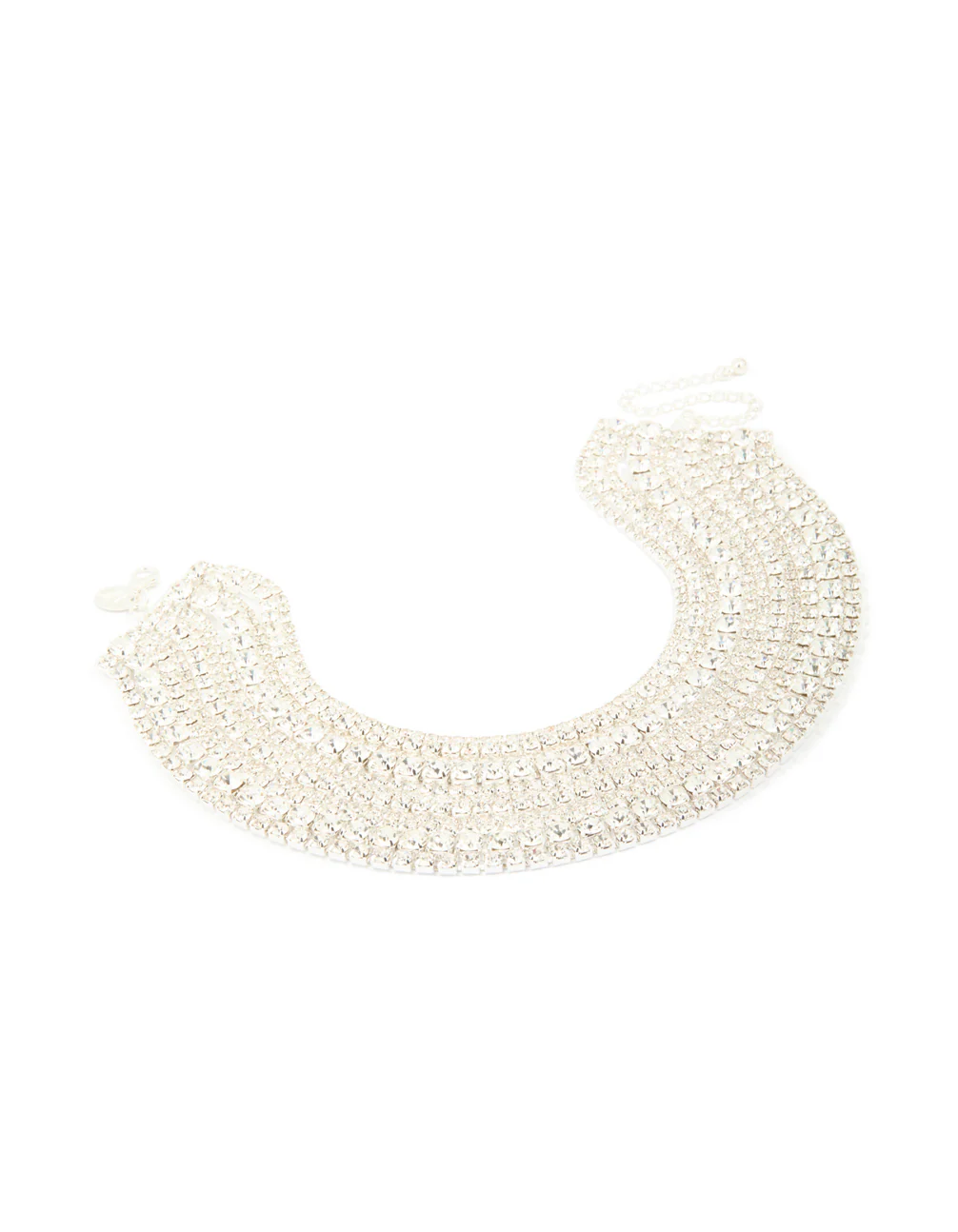 Silver Diamante Cup Chain Layered Choker Necklace - Image 2