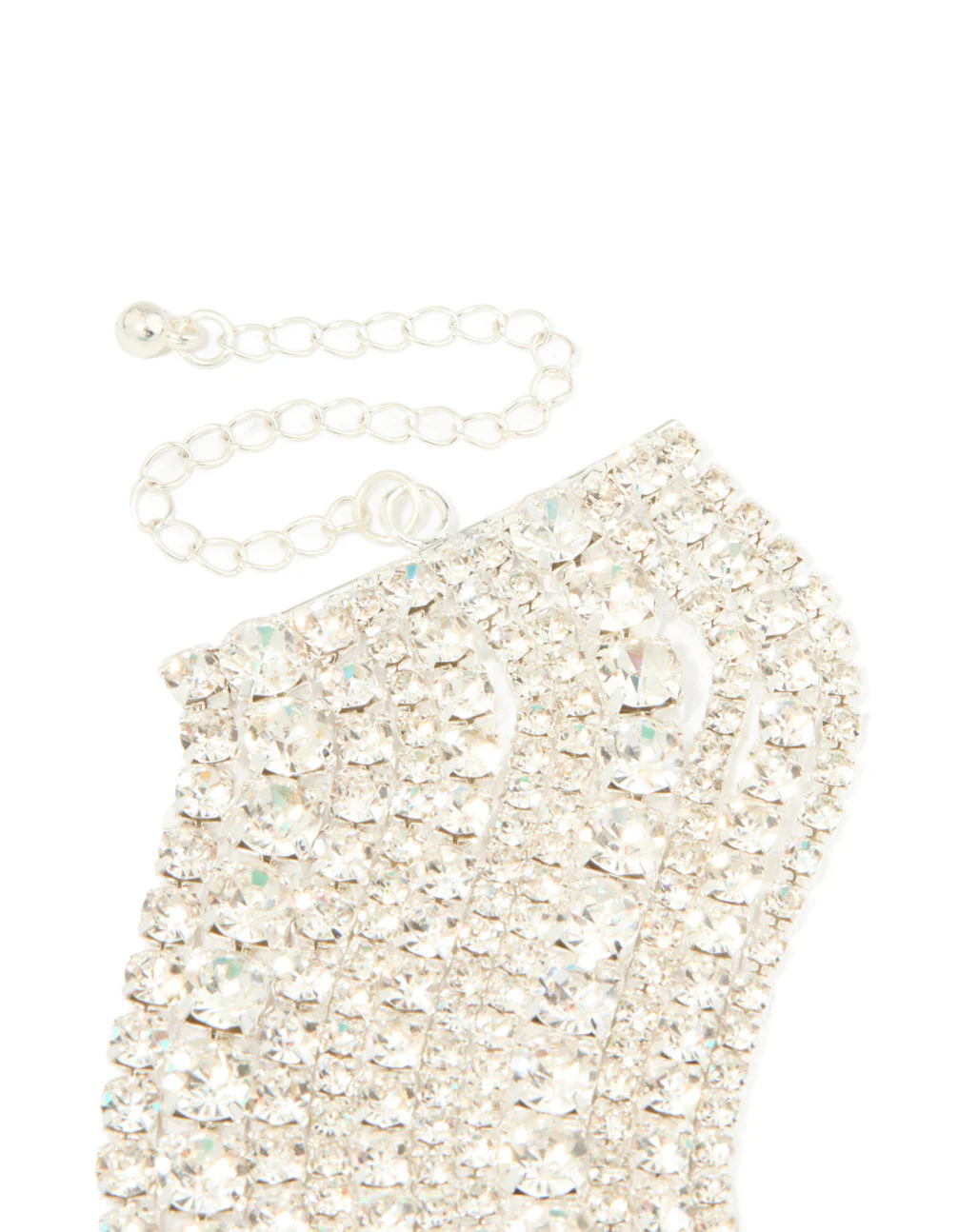 Silver Diamante Cup Chain Layered Choker Necklace - Image 3
