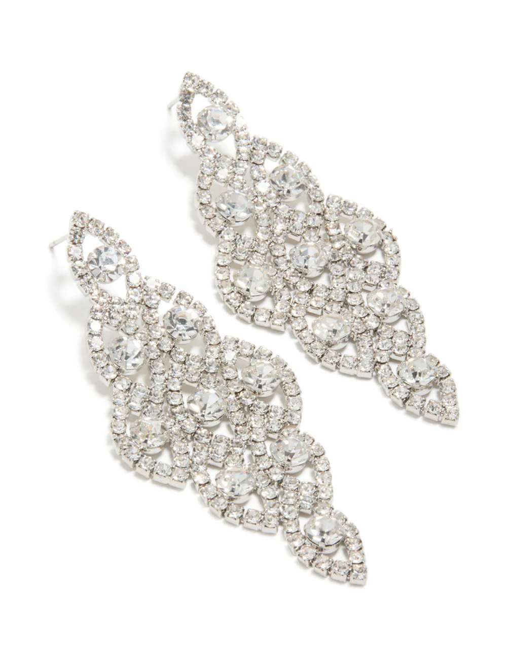Silver Diamante Dazzling Drop Earrings - Image 2