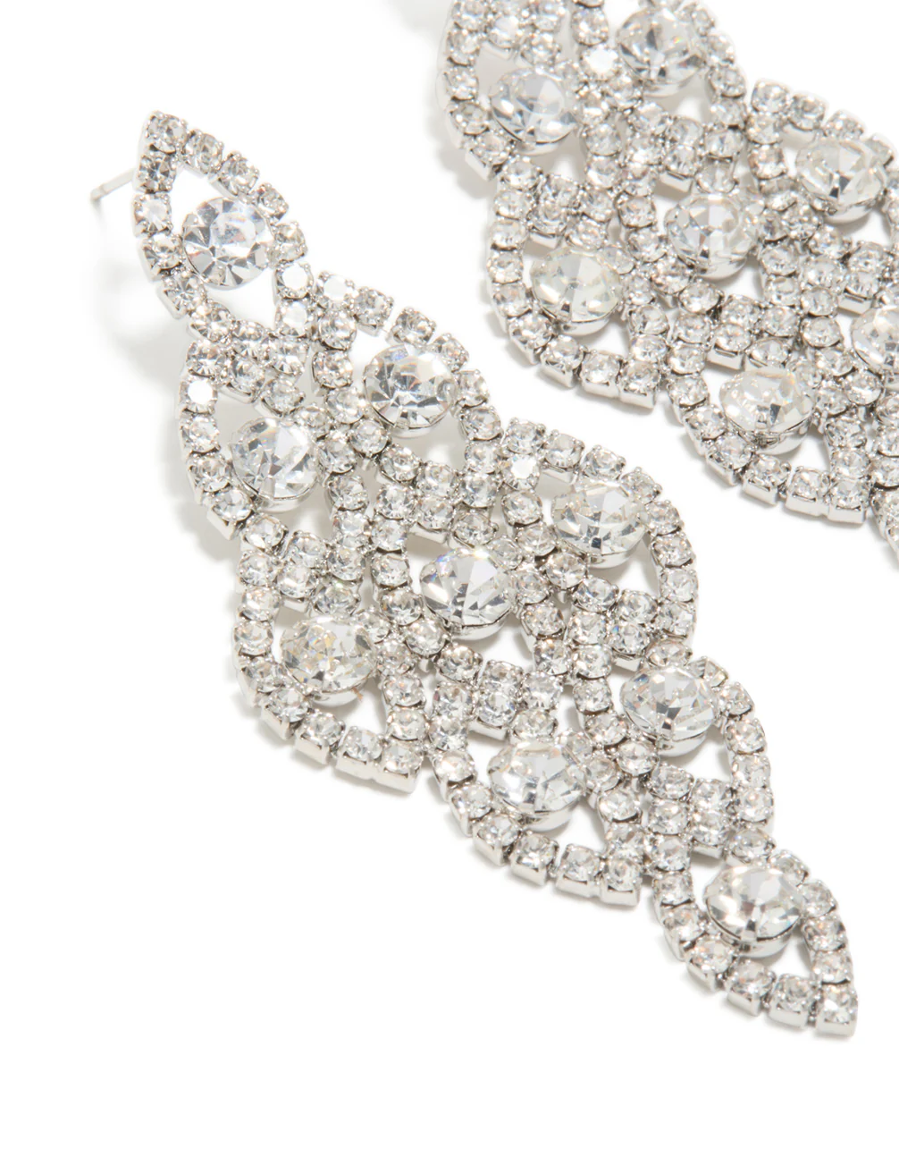 Silver Diamante Dazzling Drop Earrings - Image 4