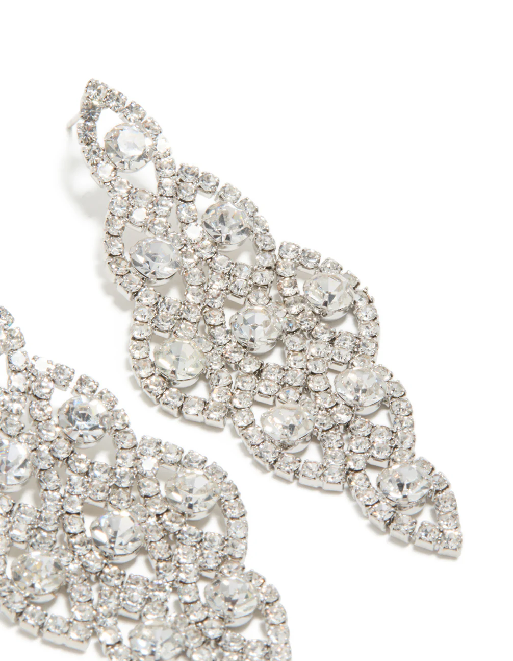 Silver Diamante Dazzling Drop Earrings - Image 5