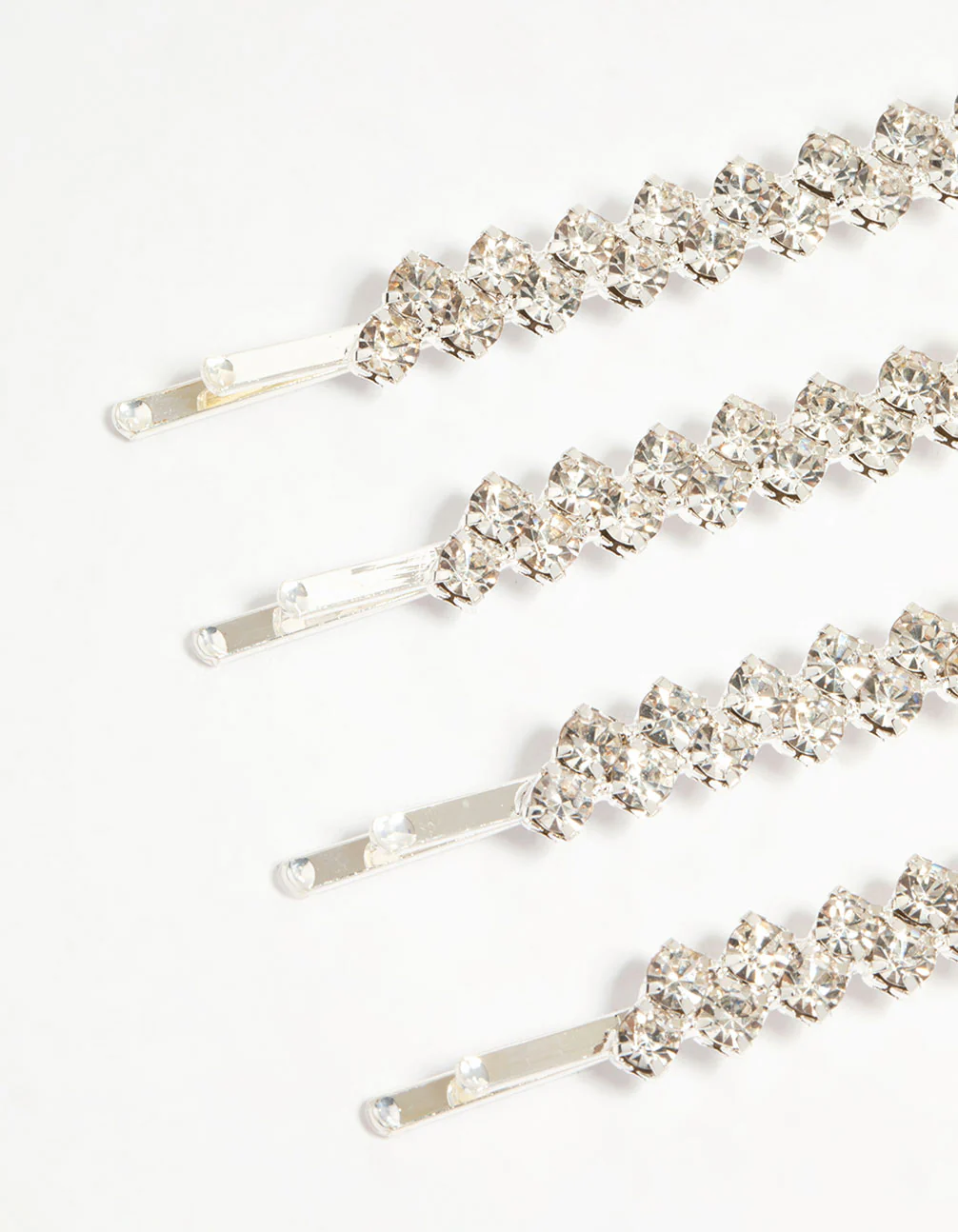 Silver Diamante Dressy Hair Slides 4-Pack - Image 2