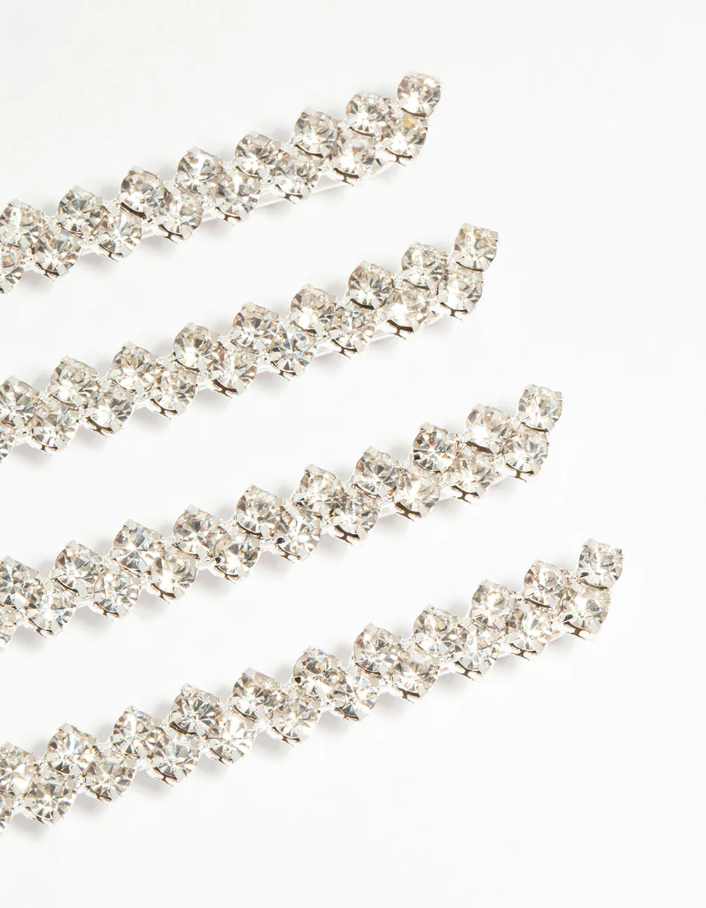 Silver Diamante Dressy Hair Slides 4-Pack - Image 3