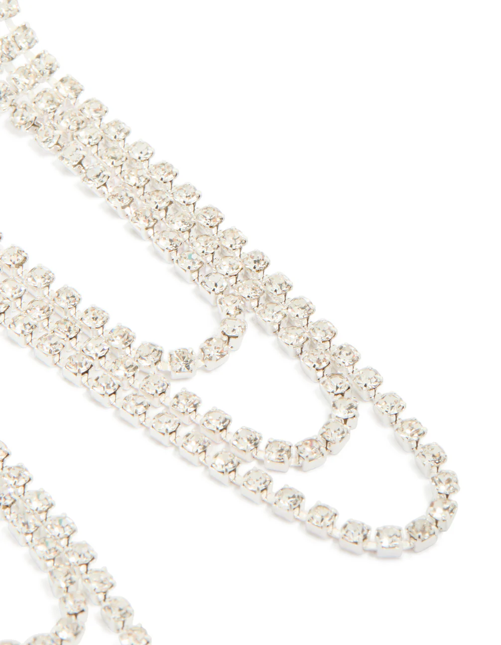 Silver Diamante & Layered Chain Drop Earrings - Image 5