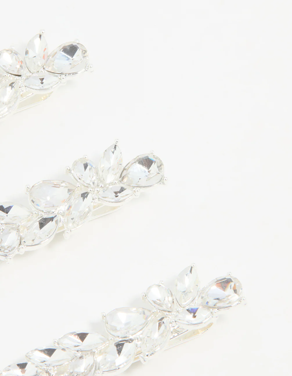 Silver Diamante Leafy Hair Slides 3-Pack - Image 3
