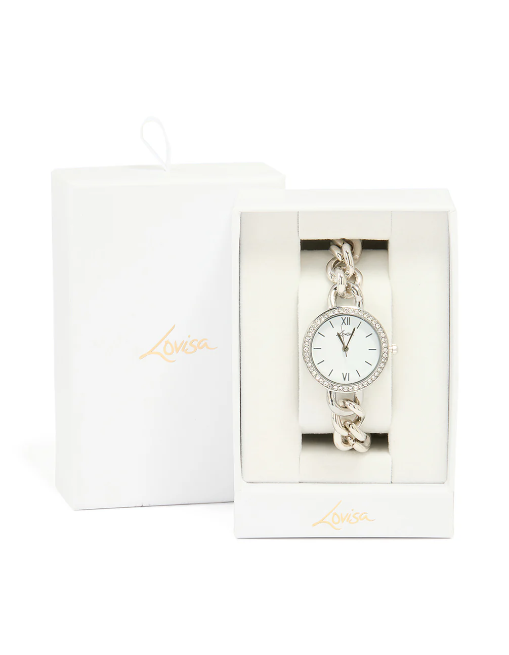 Silver Diamante Round Face Watch - Image 3