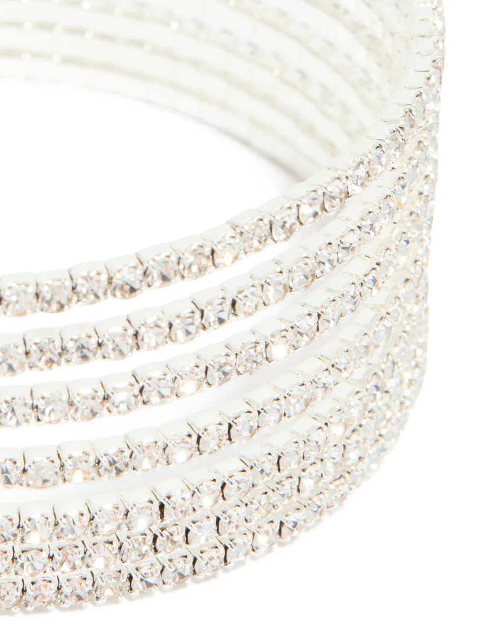 Silver Diamante Shiny Seven Layered Wrist Cuff - Image 2