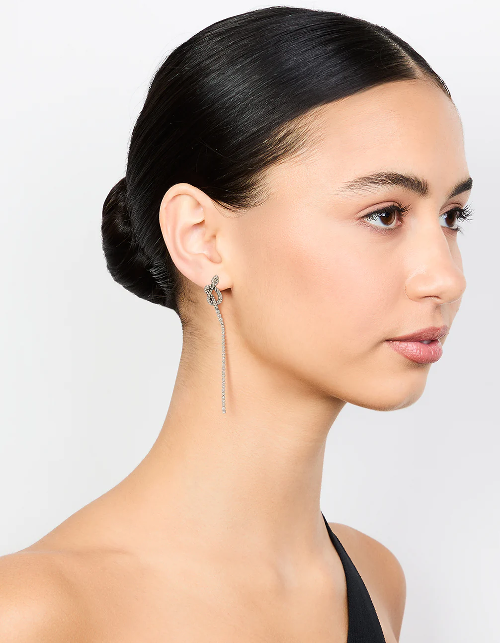 Silver Diamante Snake Chain Drop Earrings - Image 3