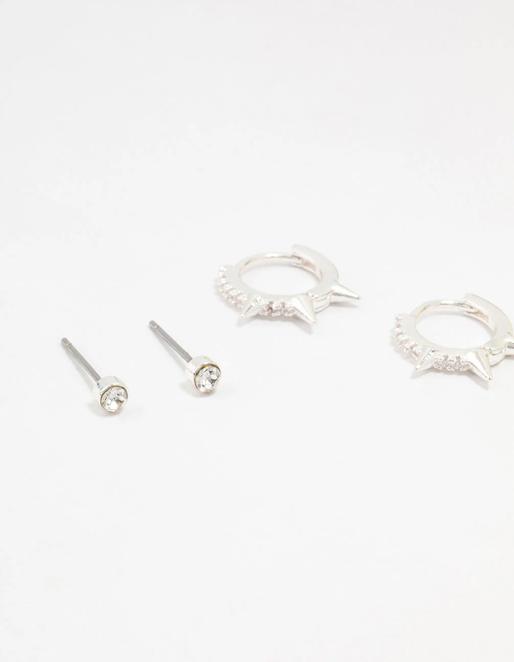 Silver Diamante Spikey Earrings 3-Pack - Image 2