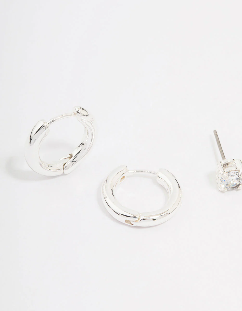 Silver Diamante Stud & Hoop Earring Pack - Image 3