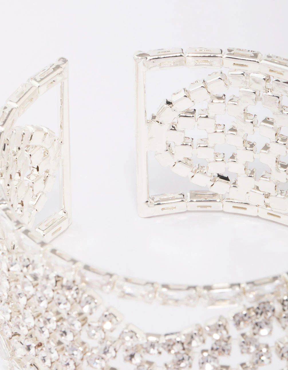 Silver Diamante Thick Wrist Cuff - Image 2