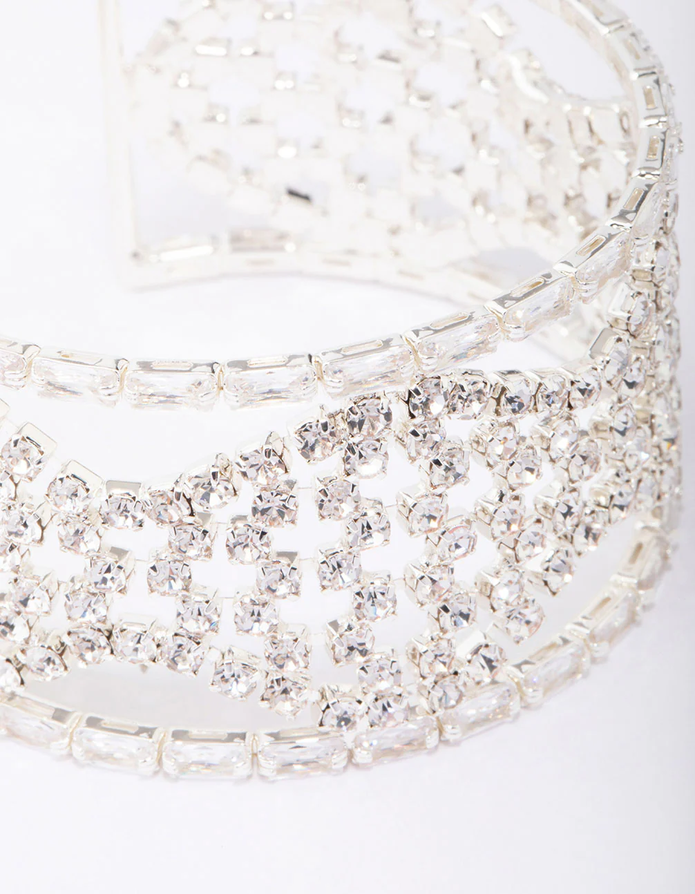 Silver Diamante Thick Wrist Cuff - Image 3