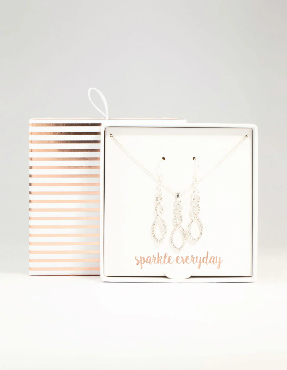 Silver Diamante Twisted Necklace & Stud Earrings Set - Image 3