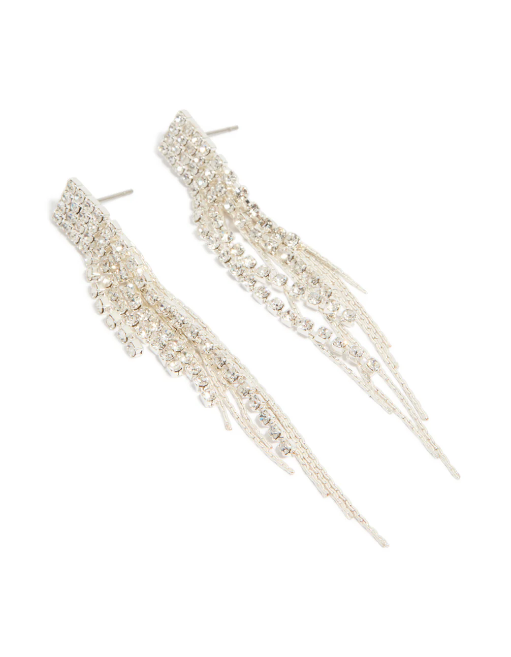 Silver Diamante Waterfall Drop Earrings - Image 2