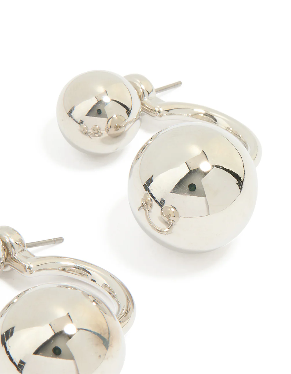 Silver Double Ball Jacket Earrings - Image 3