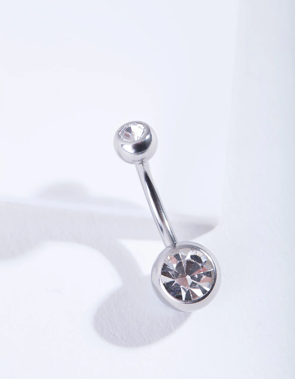 Silver Double Diamante Belly Bar - Image 2