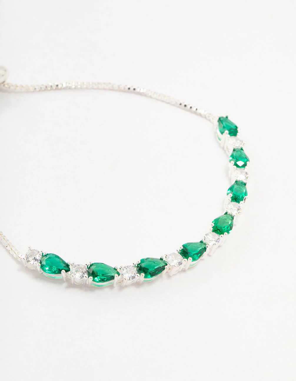 Silver Emerald Cubic Zirconia Toggle Bracelet - Image 2