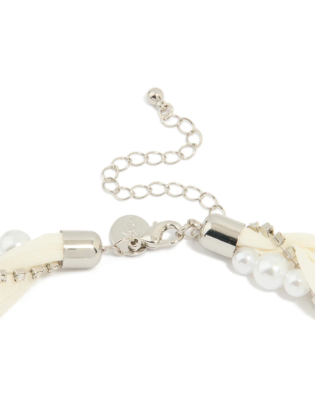 Silver Fabric Pearl Heart Pendant Necklace - Image 3