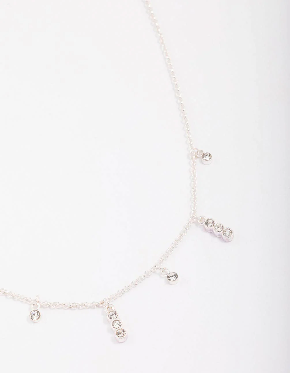 Silver Graduating Diamante Chain Necklace
